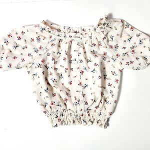 Girl's Floral Cream Top Size: 5